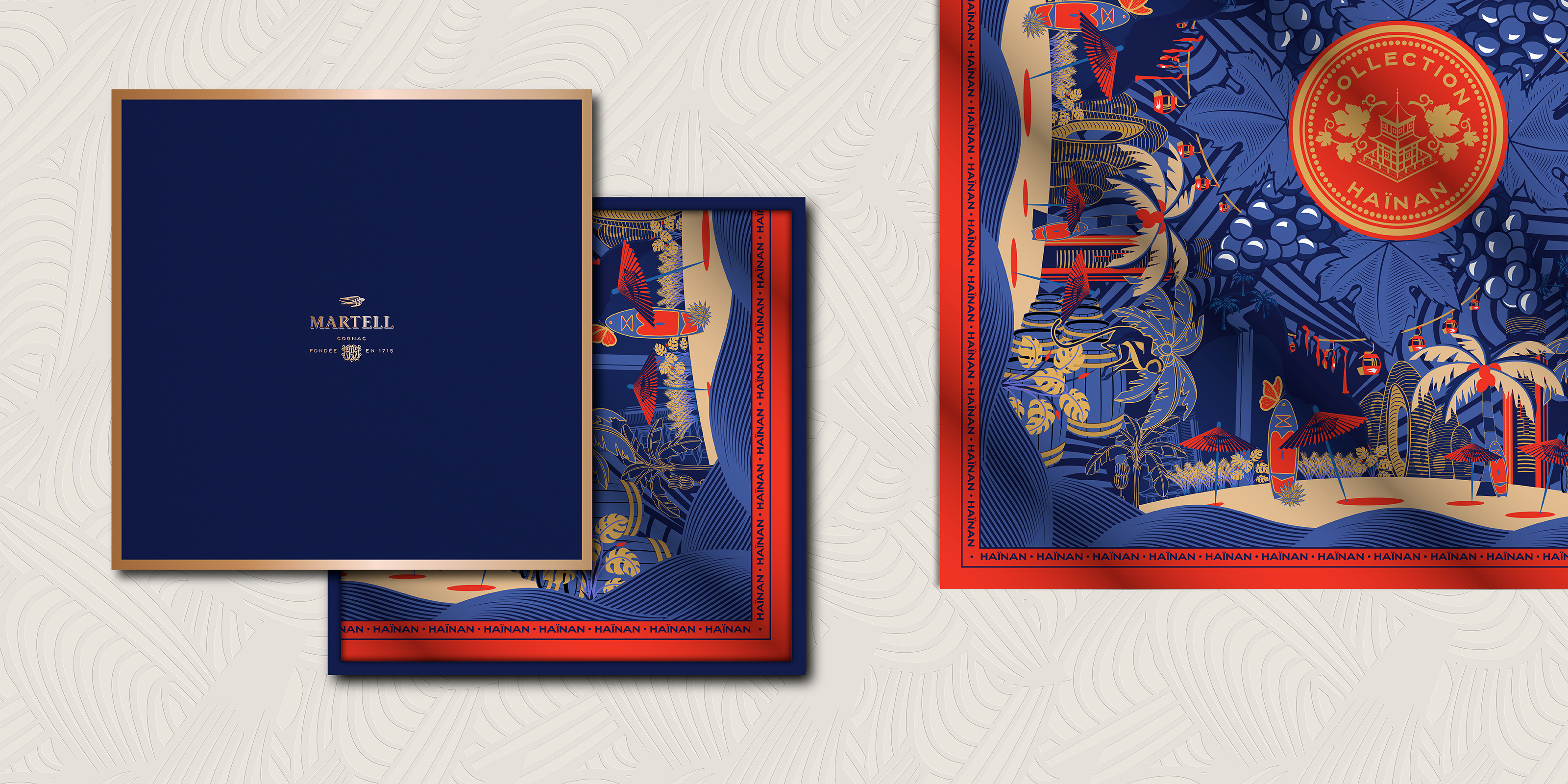 Martell & Partisan du Sens - création d'un foulard en soie pour l'île d'Hainan. Brand animation. Agence de design global luxe Paris.