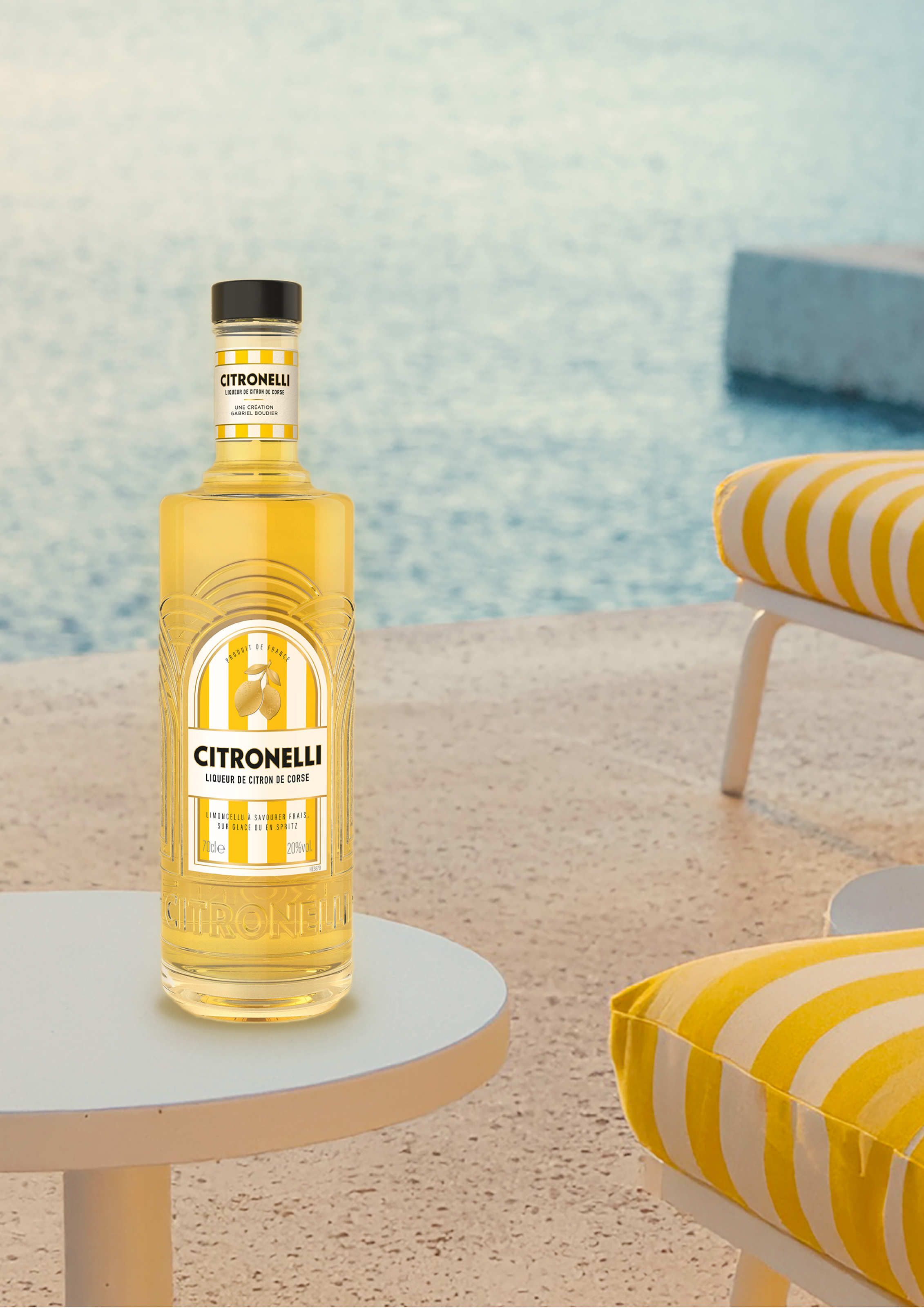 Création de Citronelli, liqueur de citron Corse par Partisan du Sens, agence de design global. Identité & design produit. Agence de design Paris.